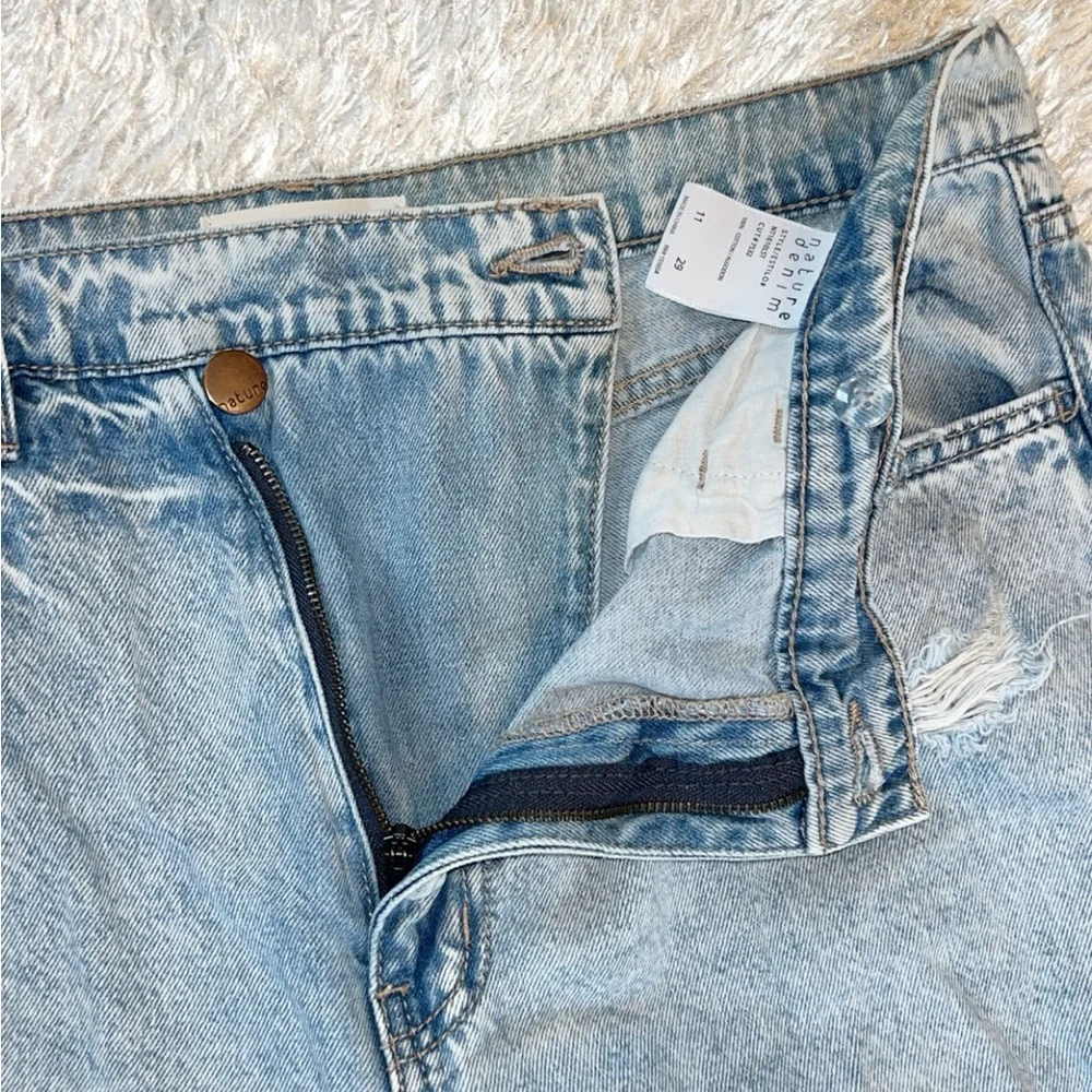 Nature Denim Light Wash Distressed Wide leg Jeans - Picture 6 of 10